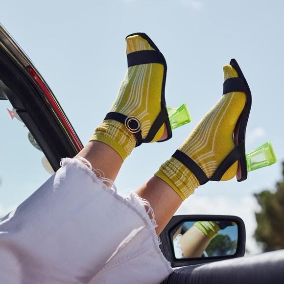 Unreal Fields Simone Black Sandals Acrylic Heel Green Size Eu 40 Us 9 - Picture 13 of 13